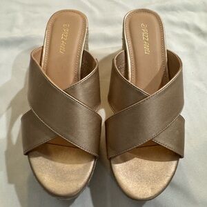 Pizzazz Metallic Espadrille Platform Slides Women’s 6 Coastal Chic